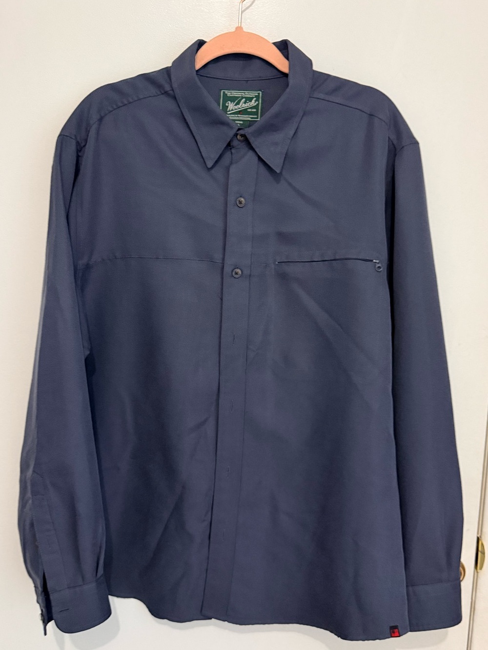 Woolrich Men's Dark Blue Long-Sleeve Button-Down Shirt